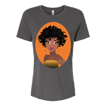 Natural Fro Yelani women’s relaxed jersey tee made from 100% cotton, featuring a comfortable and stylish fit perfect for casual wear.